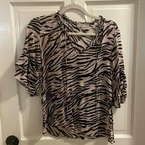 Lavender Brown striped blouse size small